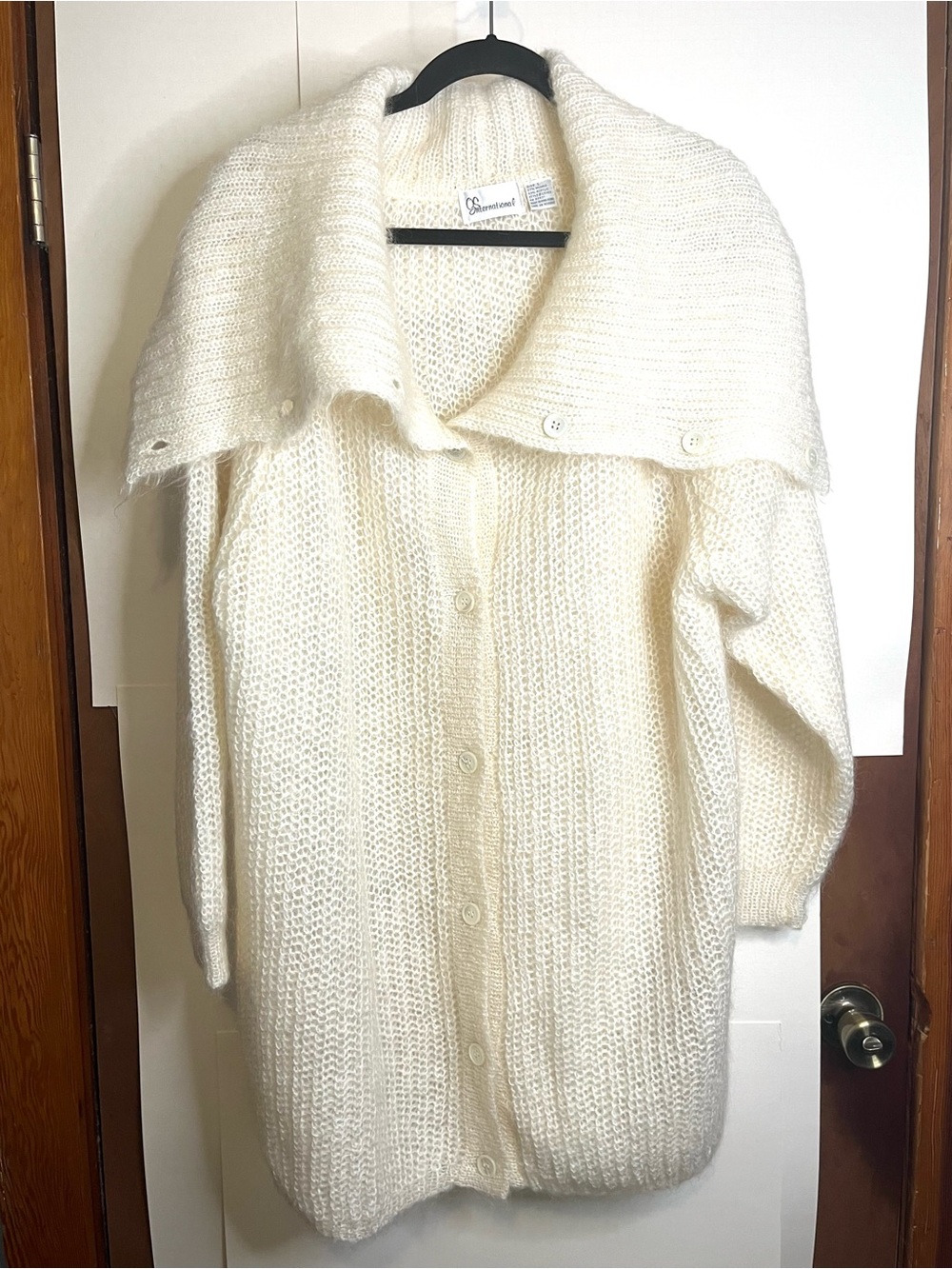OS International Women’s (VTG L, Fits M/L) Cozy Mohair Blend Cardigan Sweater